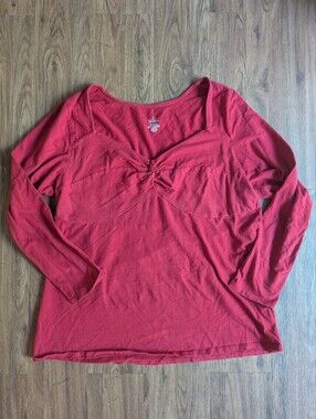 Torrid 3 Red Twist-Detail Long Sleeve Top
